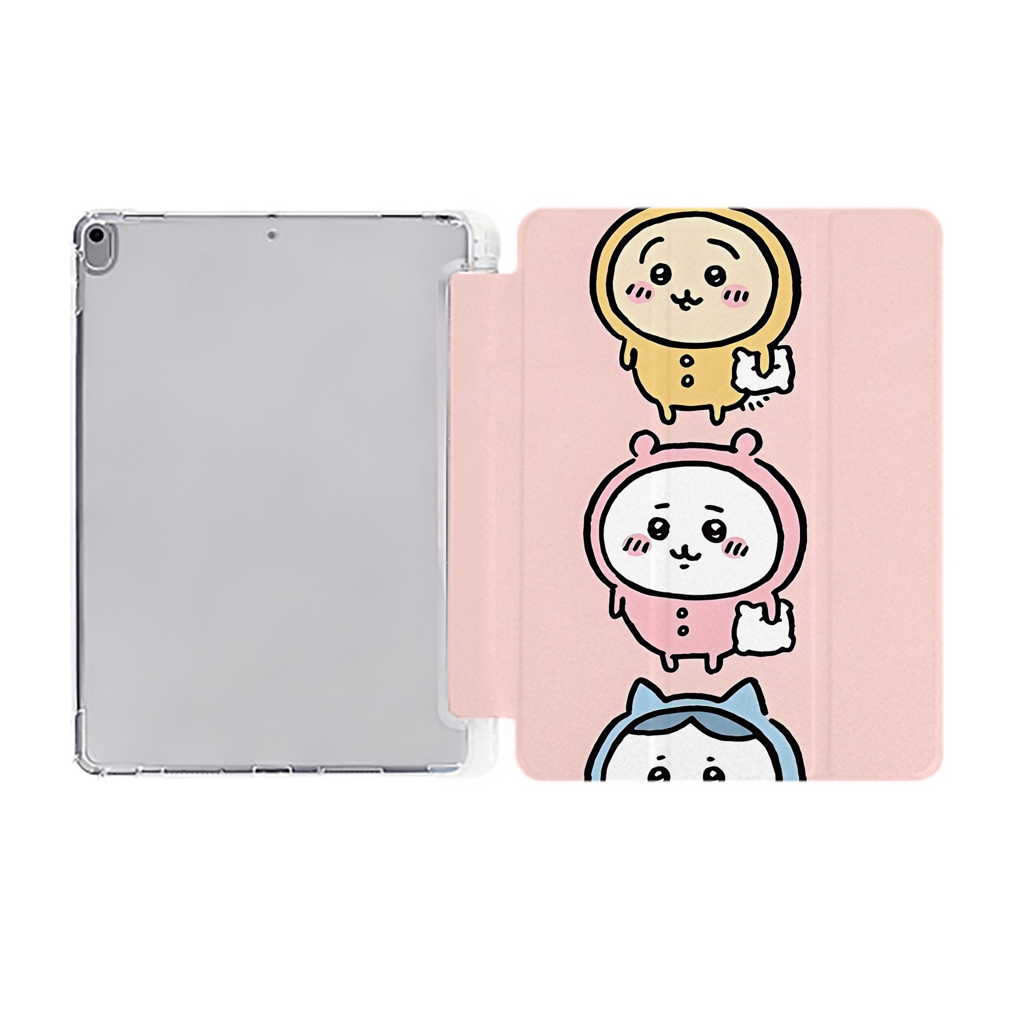 （画像用） ちいかわ Chii-kawa IPad ケース ペン収納付き 三つ折りスタンド PUレザー×シリコン 対応機種9.5/10.5/10.9インチ
